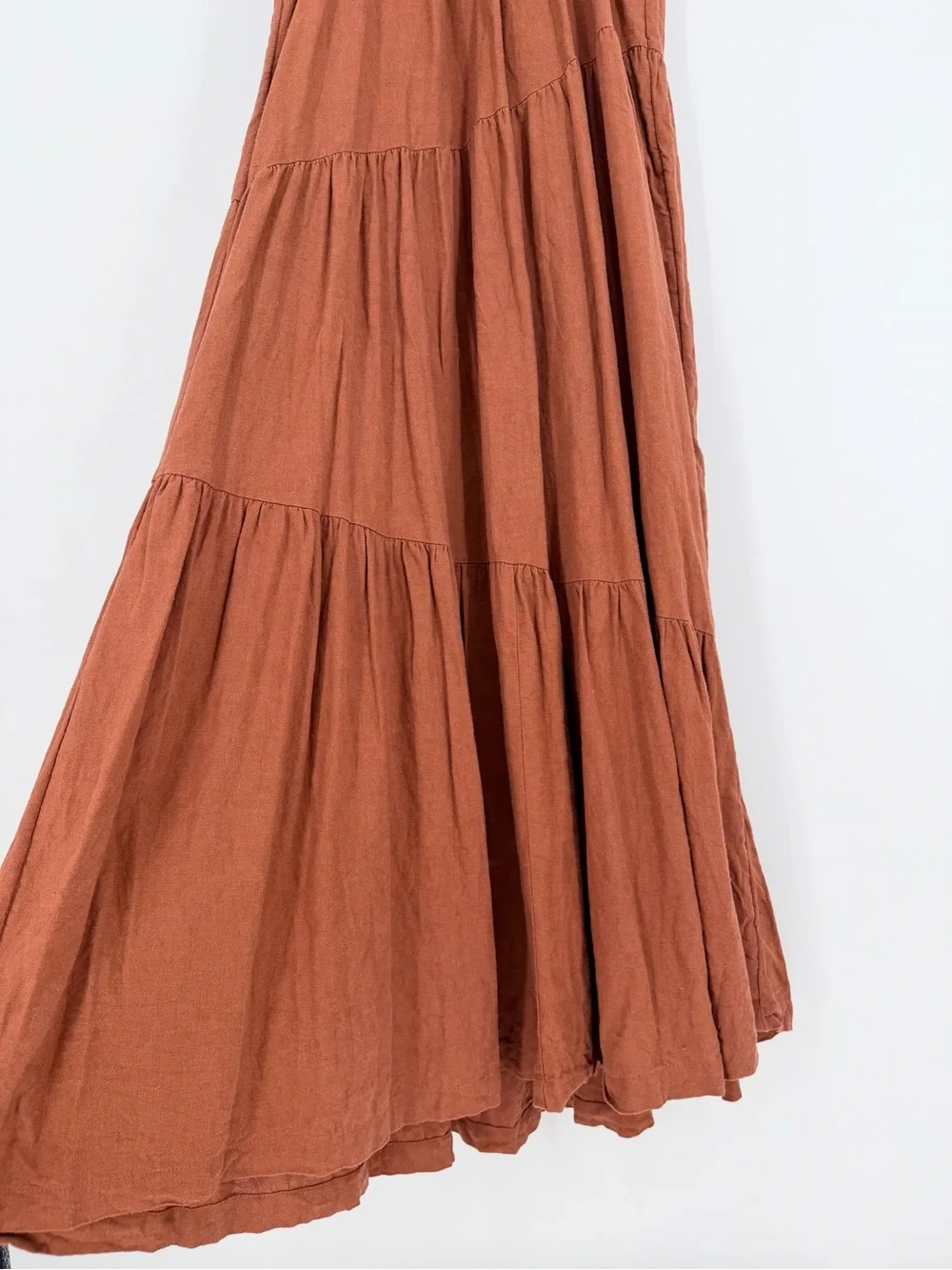 abercrombie and fitch Rust Asymmetrical Tiered Maxi Dress